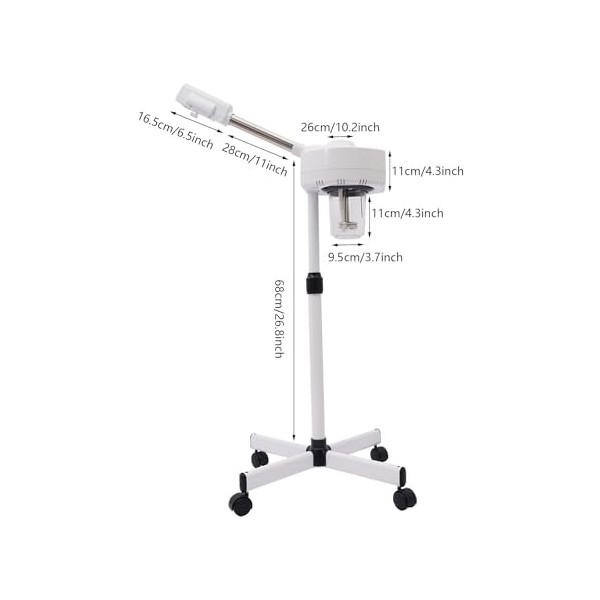 Vapeur Facial Professionnel Appareil Vapeur Visage 800W Ozone Ionique 750ml Réservoir Hauteur Réglable 30-40cm Buse Rotative 