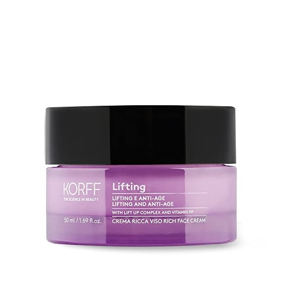 Korff Lifting Riche Crème Visage Effet Lifting avec Lift Up Complex et Vitamine PP Texture Confortable et Hydratante pour Pea