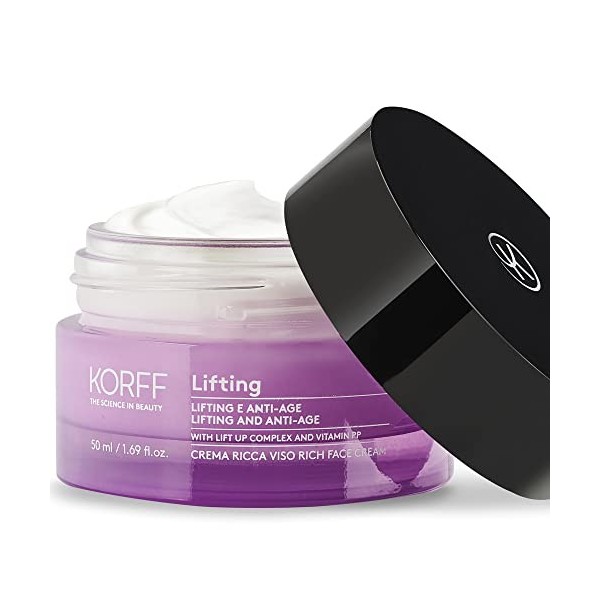 Korff Lifting Riche Crème Visage Effet Lifting avec Lift Up Complex et Vitamine PP Texture Confortable et Hydratante pour Pea
