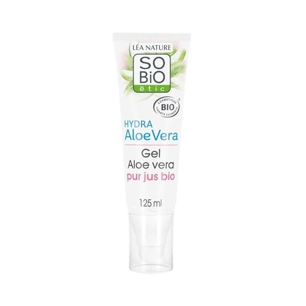 SOBIO ETIC - Gel Crème Hydratant au Jus dAloe Vera Bio, Tube 125 mL - Lot de 3