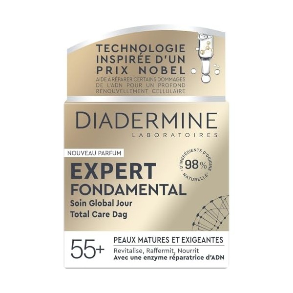 DIADERMINE – Soin Jour Anti-Âge pour Peaux Matures, Texture Riche et Hydratante Pot 50 ml - Le Lot De 2