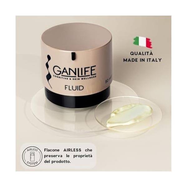 GANLIFE Fluid Crema Viso Giorno Idratante con Antiossidanti, Per Pelle Normale e Mista, Crema Protettiva con SPF20, Con Acido