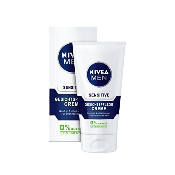 NIVEA Men, Lot de 6 tubes de crème de soin du visage pour homme - 6 tubes de 75 ml - Sensitive - 0% dalcool