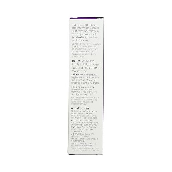 ANDALOU NATURALS Age Defying Plant-Based Retinol Serum, 1 OZ Crème Jour et Nuit