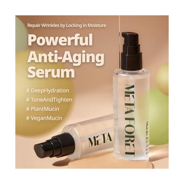 METAFORET Lot de 2 sérums Glow Boost à la mucine végétalienne 100 ml / Hydratant jour et nuit pour peaux sèches, sensibles, s