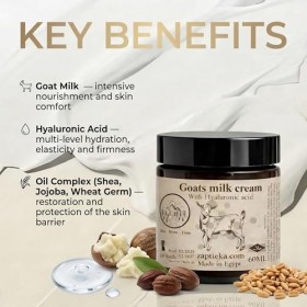 Crème au lait de chèvre avec acide hyaluronique, hydratant et nourrissant pour le visage, soin adoucissant de la peau avec de