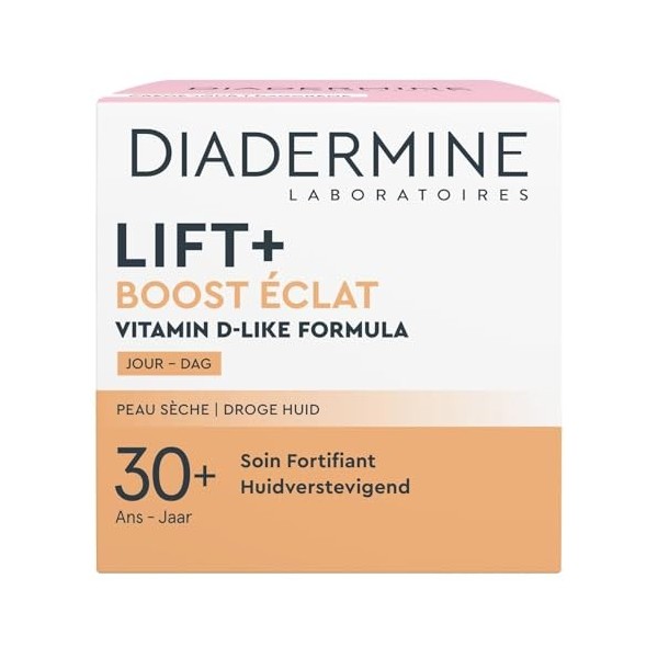DIADERMINE – Soin Visage Lift+ Booster d’Éclat, Formule Vitaminée Hydratante pour Peaux Sèches 50mL - lot de 2 - Vendu par 