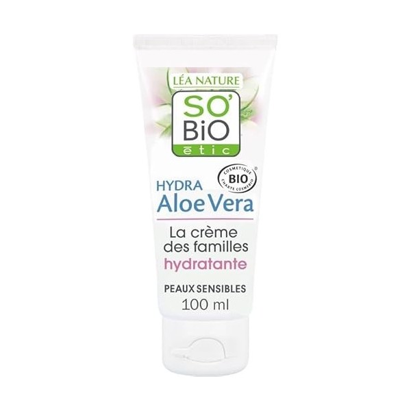So Bio - Crème Des Familles à lAloé Vera pour Peaux Sensibles et Réactives - Bio 100ml - Lot De 3