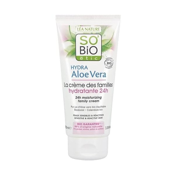 So Bio - Crème Des Familles à lAloé Vera pour Peaux Sensibles et Réactives - Bio 100ml - Lot De 3