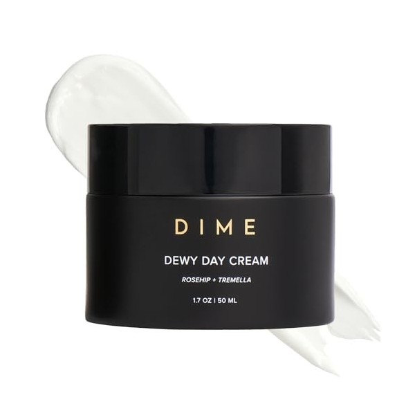 Dime Beauty Dewy Crème de jour hydratante légère avec cynorrhodon et trémella favorisant la croissance du collagène et de lé