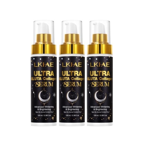 LKIAE Ultra Glutathione Collagen Serum, Moisturizing, Remove Acne, Black Spots Essence, Even Skin Tone, For Face, Body, 100ml...