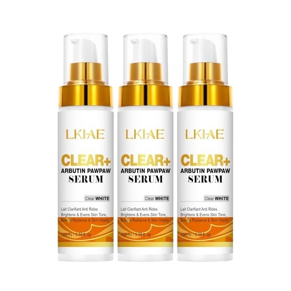 LKIAE Clear Arbutin Pawpaw Serum, Moisturizing, Brighten, Fade Dark Spot Essence, Even Skin Tone, For Face and Body, 100ml P ...