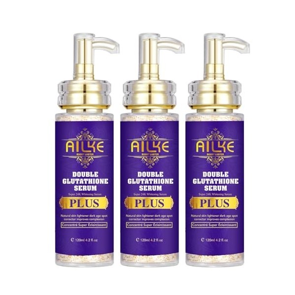 AILKE Double Glutathion Plus Super Sérum Blanchissant, Hydratant, Correcteur de Points Sombres, Éclaircissant, Éclaircissant