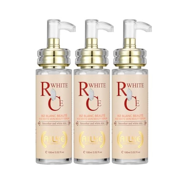 AILKE Sérum blanchissant à lextrait de riz naturel, peau propre, lisse, avec niacinamide, améliore la peau terne, nourrissan ...