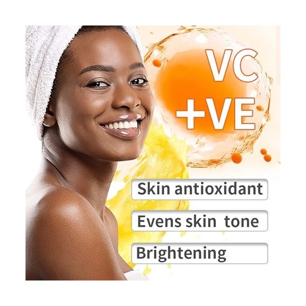 AILKE VC100 Brightening Serum, Whitening, Moisturizes, Hydrates, Clean Skin, Reduce Wrinkles, Dark Spots, With Vitamin C, Vit...