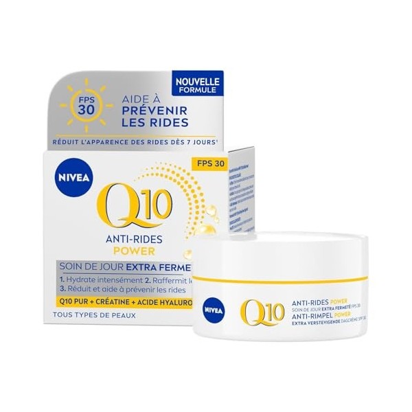 NIVEA – Soin Visage Jour Fermeté Renforcée, Anti-Rides Q10 avec Protection SPF 30 50 mL - lot de 2 - Vendu par Lot