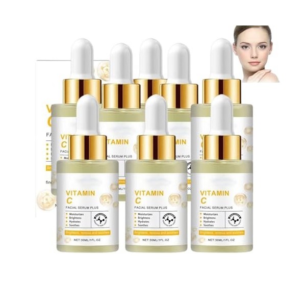 Sérum visage à la vitamine C Plus, sérum hydratant à la vitamine C, sérum éclaircissant pour les taches brunes, éclaircit et 