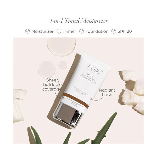 Pür Crème hydratante teintée DG6 multi-usages aspect naturel et protection à large spectre SPF 20 – 50 g