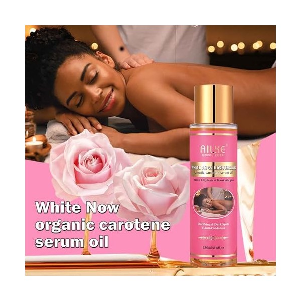 AILKE Lot de 5 sérum éclaircissant au carotène bio, huile dhydratation quotidienne avec huile essentielle de rose, peau liss ...