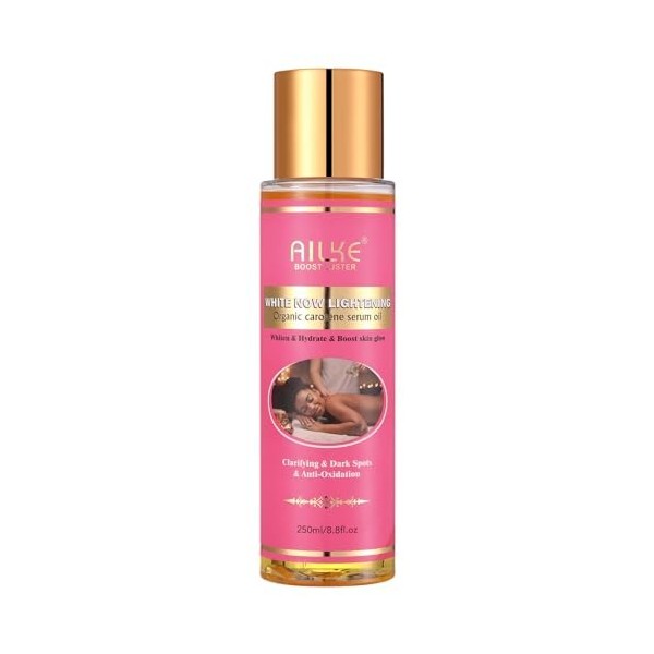 AILKE Lot de 5 sérum éclaircissant au carotène bio, huile dhydratation quotidienne avec huile essentielle de rose, peau liss ...
