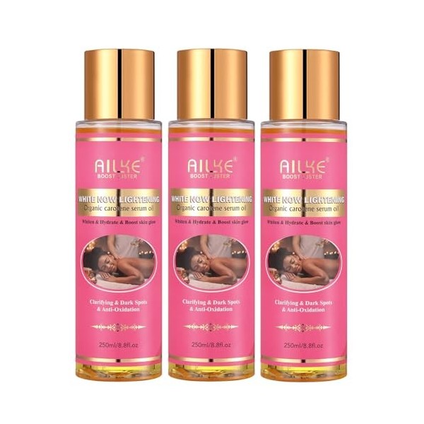 AILKE Lot de 5 sérum éclaircissant au carotène bio, huile dhydratation quotidienne avec huile essentielle de rose, peau liss ...