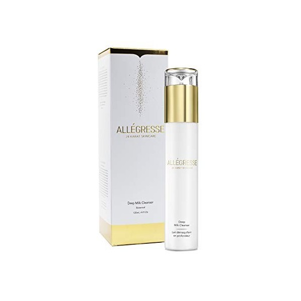 ALLÉGRESSE 24 KARAT SKINCARE Gold Deep Milk Facial Nettoyant Enrichi dIngrédients Botaniques/dAntioxydants pour Éliminer Im