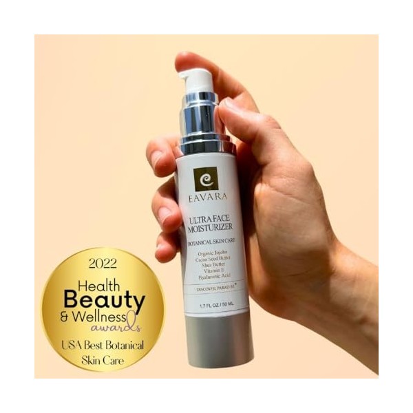 Crème de jour hydratante pour le visage bio avec peptides de collagène et acide hyaluronique, anti-âge, pour homme et femme, 