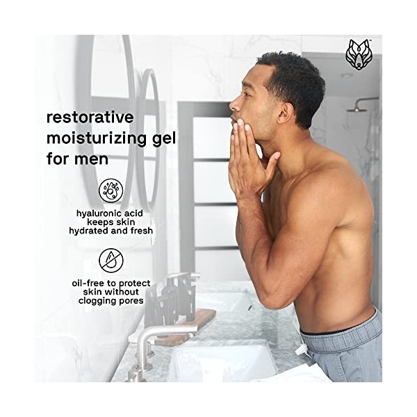 Black Wolf Nation Gel hydratant sans huile – Acide hyaluronique et aloe vera améliorent la capacité naturelle de votre peau à