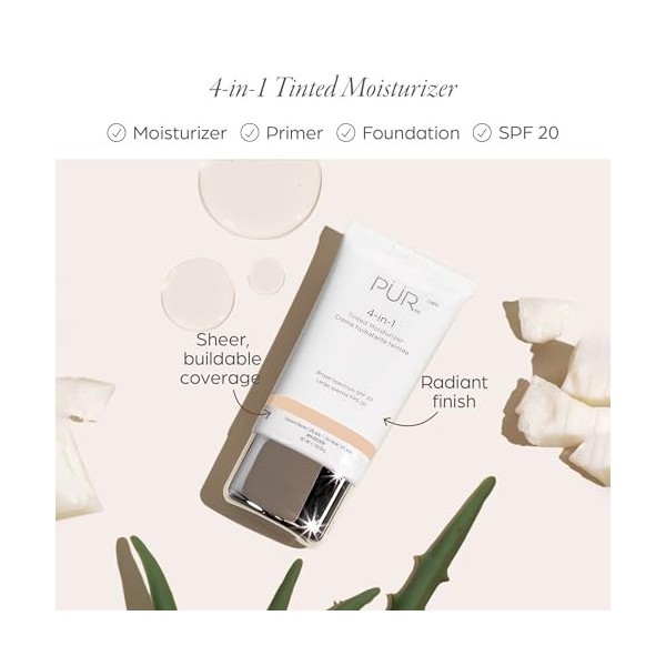 Pür Crème hydratante teintée LN2 multi-usages aspect naturel et protection à large spectre SPF 20 – 50 g