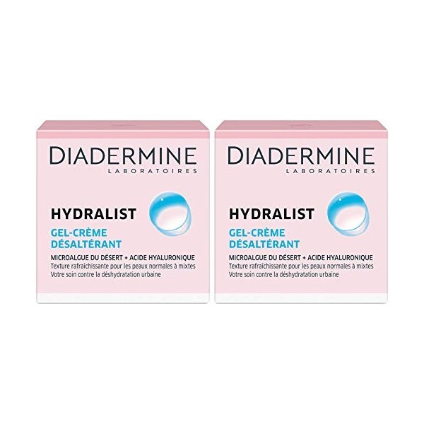Hydralist - Gel Crème Visage Désaltérant, Hydratant et Rafraîchissant à lAcide Hyaluronique - 50 ml - Lot de 2