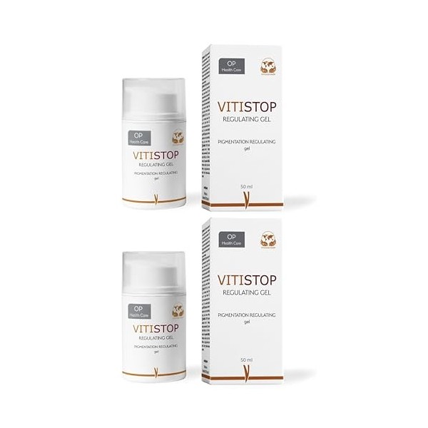 2 X VITISTOP Gel crème 50 ml - Régulateur pour Traitement Vitiligo, Soin Cosmétique Uniformisant, Pour Peaux dépigmentées, Av
