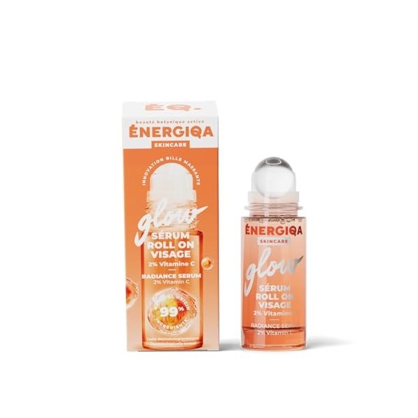 ENERGIQA – Sérum Roll-On Visage Éclatant à la Vitamine C 2%, Effet Lumineux Naturel 30mL - Le Lot De 2