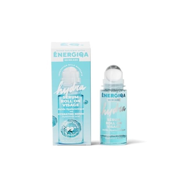 ENERGIQA – Sérum Roll-On Visage Hydratant, Concentré dAcide Hyaluronique Frais 30 mL - Le Lot De 2