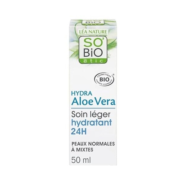 SOBIO - Crème Jour Aloé Véra Bio 50Ml, Soin Visage Naturel, Hydratation Intense et Protection Quotidienne - Lot De 3