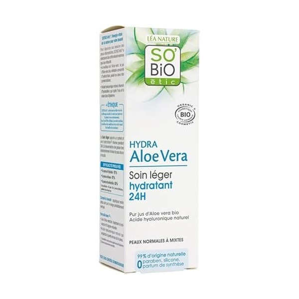 SOBIO - Crème Jour Aloé Véra Bio 50Ml, Soin Visage Naturel, Hydratation Intense et Protection Quotidienne - Lot De 3