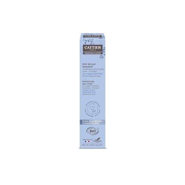 CATTIER – Soin Visage Hydratant et Protecteur, Texture Légère Bio pour Peaux Femmes Tube 50mL - Le Lot De 2