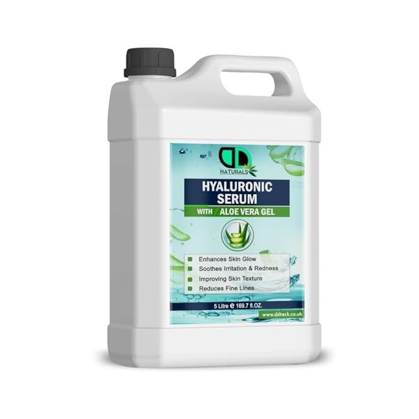 Sérum hyaluronique avec gel daloe vera – Hydratant visage pour peaux sèches, apaise et améliore léclat de la peau – Réduit 