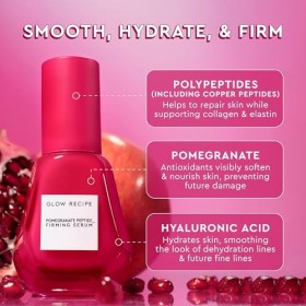 Glow Recipe Sérum visage aux peptides de cuivre à la grenade – Sérum peptidique raffermissant pour le visage pour homme et fe
