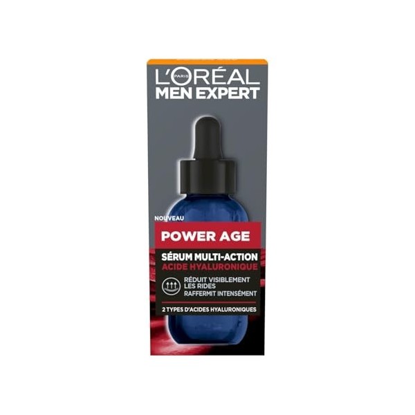 LOREAL PARIS – Sérum Homme Multi-Action Hydratant Anti-Âge, Soin Intense 30 mL - Le Lot De 2