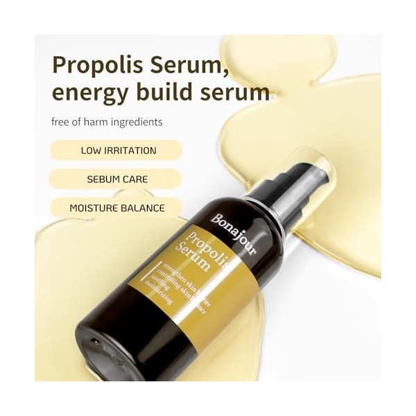 BONAJOUR Sérum De Propolis - Le Meilleur Gel Apaisant À LExtrait De Propolis Naturel Pour Peaux Sensibles 3,5 Fl. Oz Nutrit