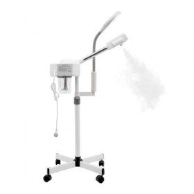 Vapeur facial 2 en 1 - Machine professionnelle avec grossissement 5X - 680 ml - Luminosité et hauteur réglables - Pour salon 