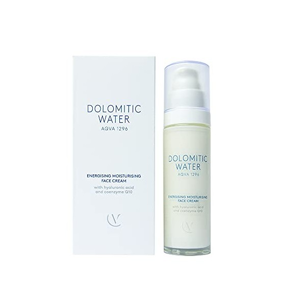 Eau dolomitique - Crème visage hydratante énergisante 50 ml à lacide hyaluronique et au coenzyme Q10