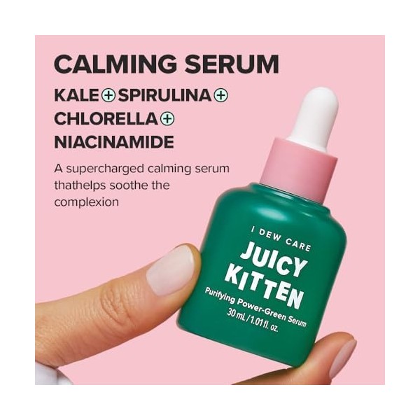 I Dew Care - Juicy Kitten - Sérum pour le visage - Purifying Power-Green Korean Skincare avec niacinamide - 3,5 l
