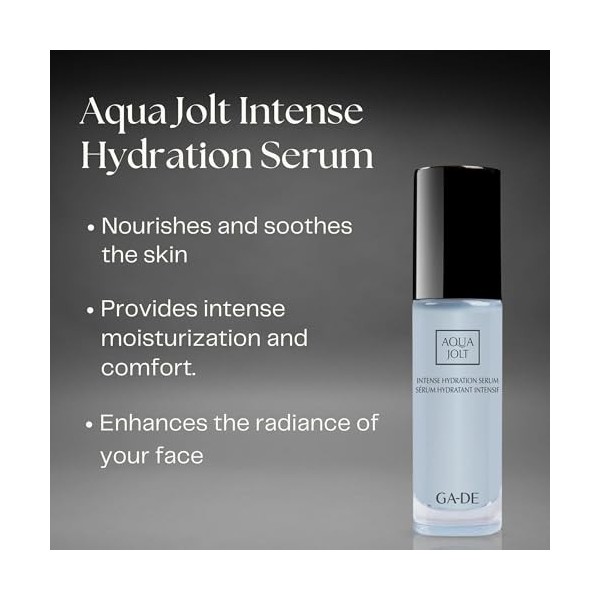 GA-DE Aqua Jolt Intense Hydration Serum - Face Serum with Hyaluronic Acid and Aquaxyl Technology - with Vitamin E and Ginger 