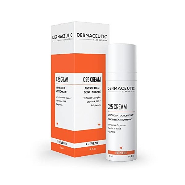 C25 Cream de Dermaceutic – Crème de jour antioxydante à base de Vitamine C, Vitamine E, Vitamine B5 et polyphénols – Crème de