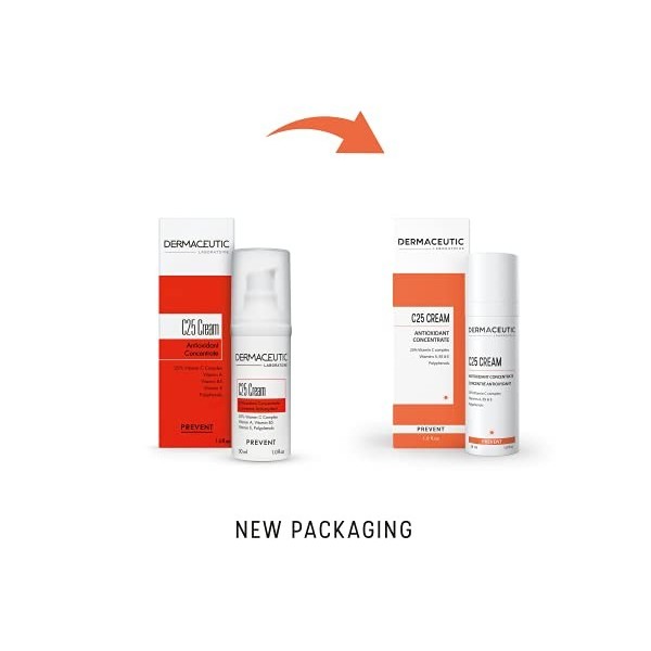 C25 Cream de Dermaceutic – Crème de jour antioxydante à base de Vitamine C, Vitamine E, Vitamine B5 et polyphénols – Crème de