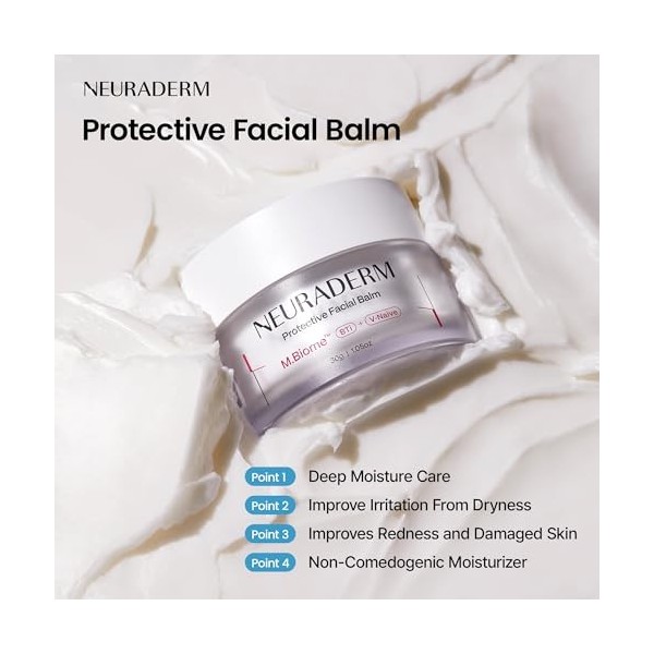NEURADERM Baume protecteur pour le visage, crème riche en céramide, hydratant avec acide hyaluronique et cica pour protéger l
