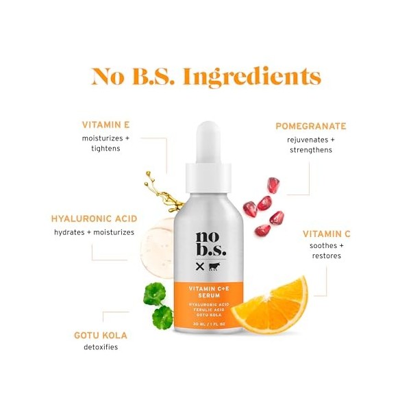 NO B. S. La vitamine C Sérum pour le visage avec lacide hyaluronique. Vitamine C pure + vitamine E Sérum Gotu Kola et acide 