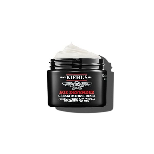 Kiehls, Crème Hydratante Age Defender, Soin Anti-Âge Raffermissant pour Hommes avec Extrait de Lin, Réduit l’Apparence des R ...
