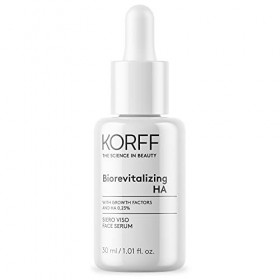 Korff Biorevitalizing HA sérum Viso, traitement réparateur et rééducatif, Peau Hydratée, Lumineuse et Compact, Formule avec A